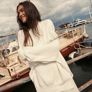 NWT FREE PEOPLE Painted White Easy Street Tunic Sweater SZ: S